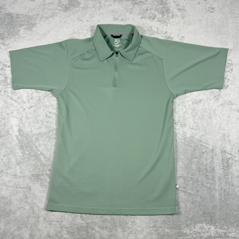 Zero Restriction Mens S Tour Series Sage Green 1/4 Zip Short Sleeve Golf Polo